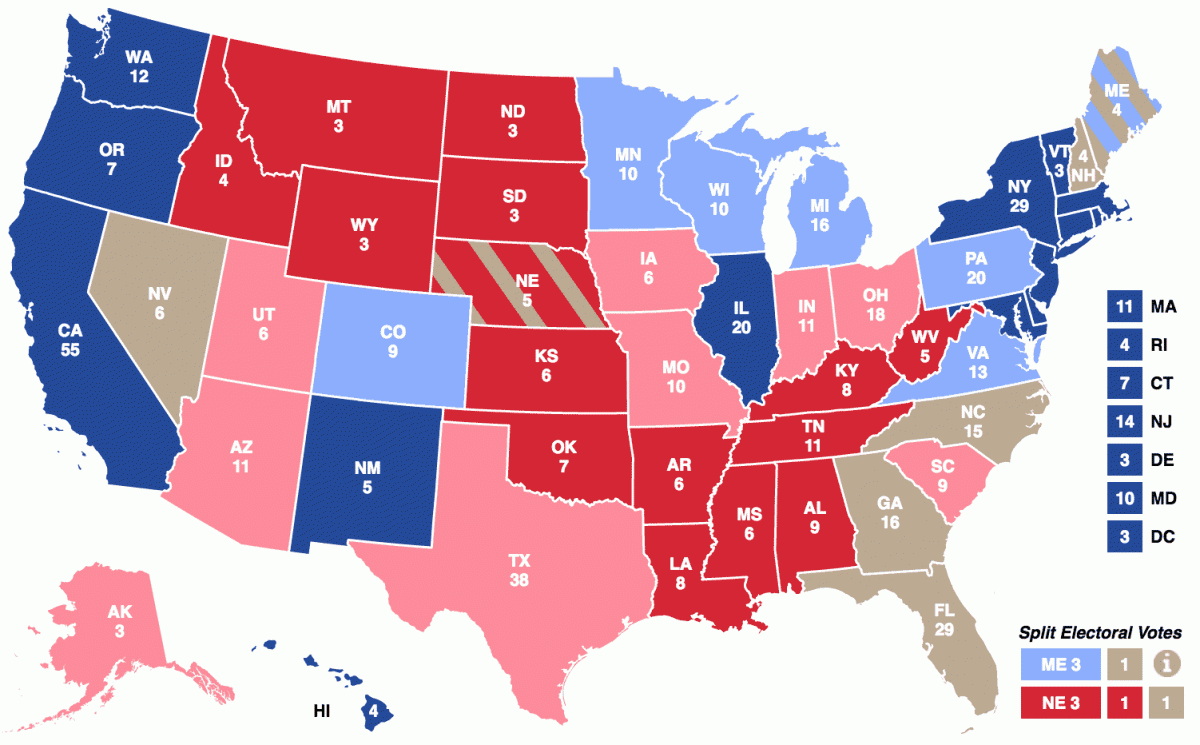 Election night map US Presidential