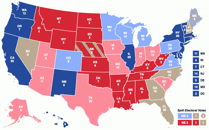 Election night map US Presidential